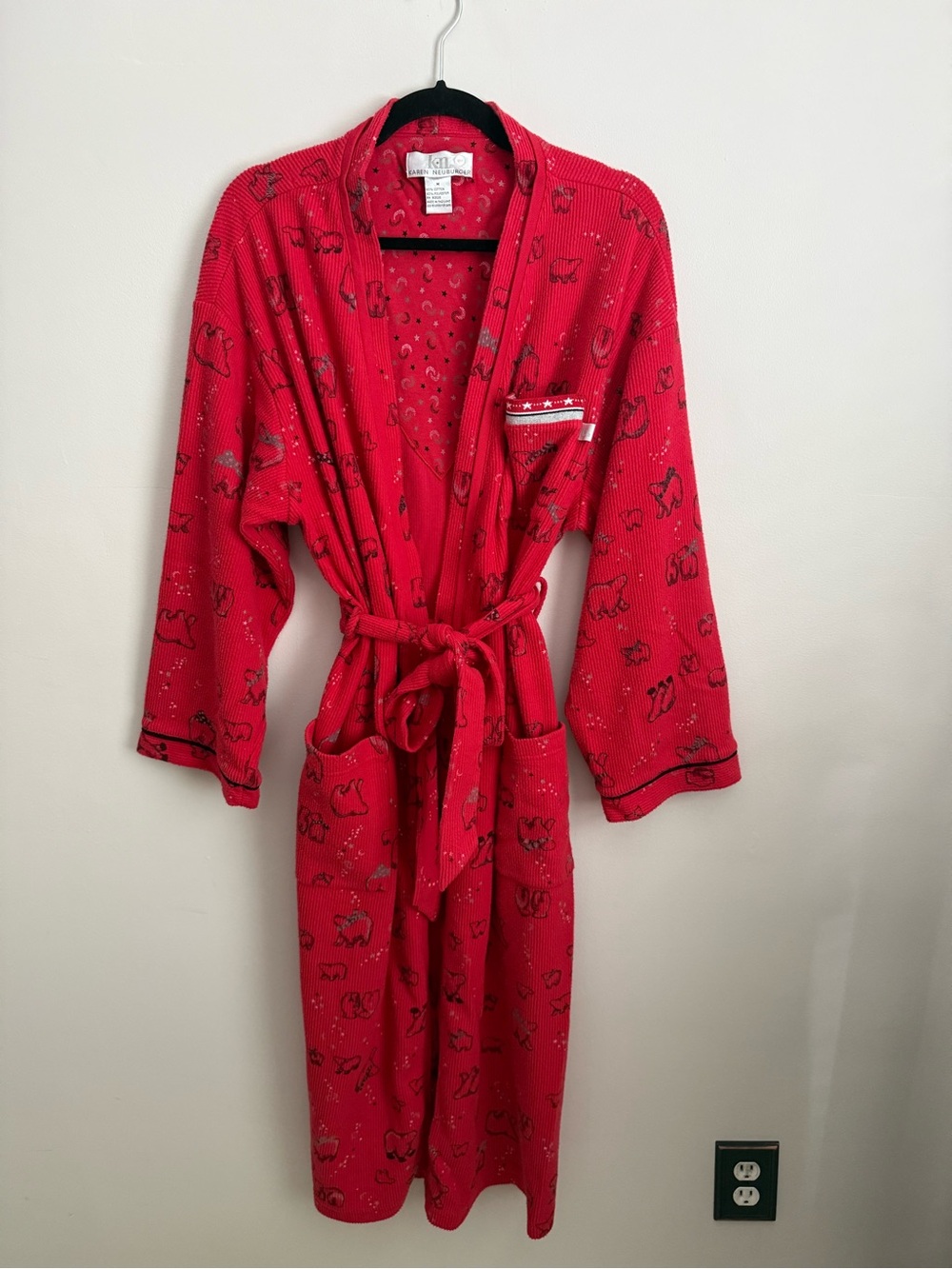 Karen Neuburger Red Mama Bear Print Lounging Robe